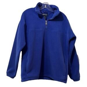 Lands End Womens Blue Fleece 1/4 Zip Mock Neck Pullover Size S 6-8 USA Made